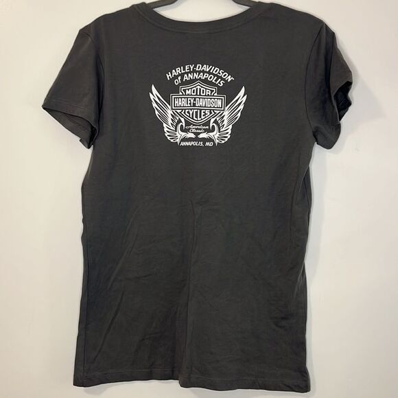 Harley Davidson "Live To Ride" jeweled crystals Gray Short Sleeve T-Shirt Medium - Picture 5 of 6